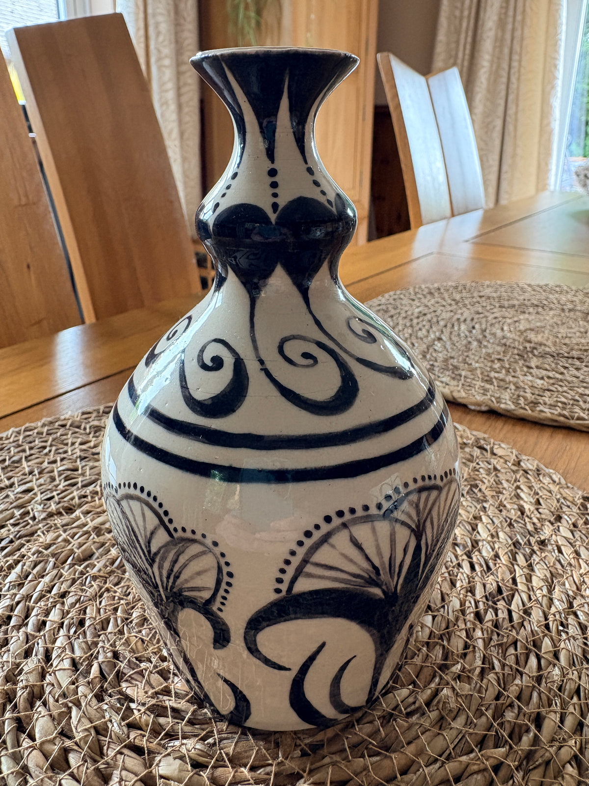 Hand‑Painted Grecian‑Style Bud Vase