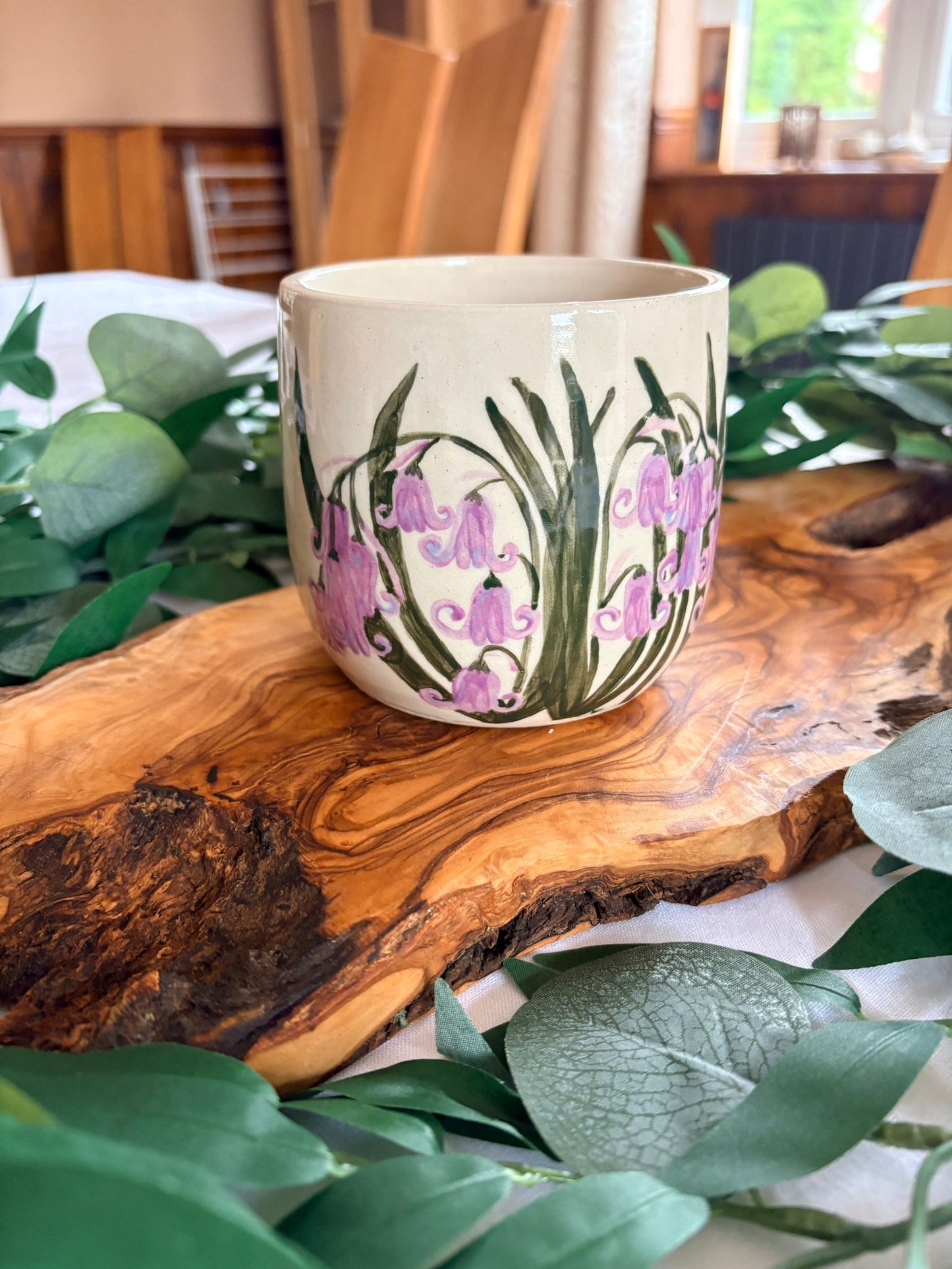 Hand‑Painted Bluebell & Snowdrop Tumbler – Petal & Earth Collection