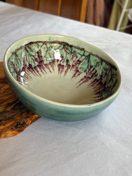 Hand‑Painted Wisteria Bowl - Petal & Earth Collection