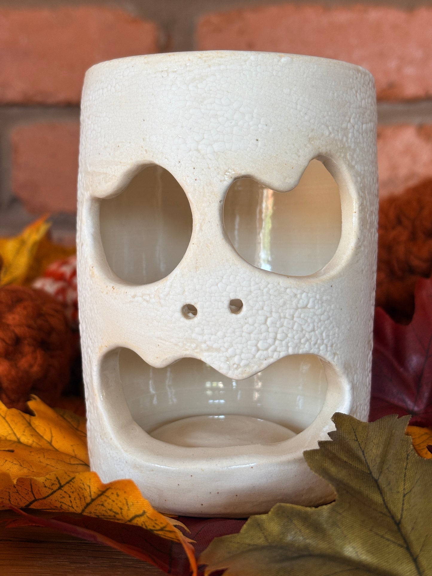 Skull Ghost Tea Light Holder – Autumn Embers Collection