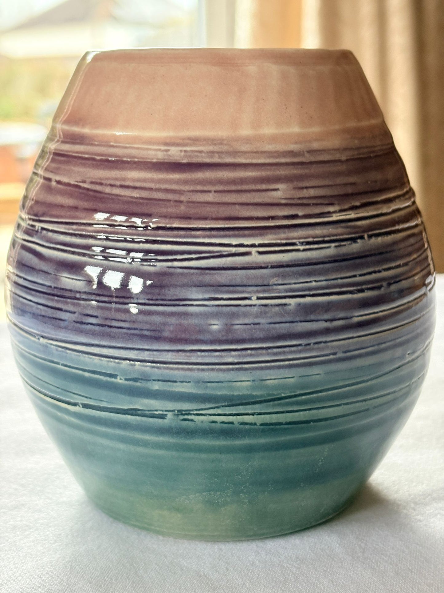 Handcrafted Ceramic Grooved Oval Vase – Petal and Earth Collection