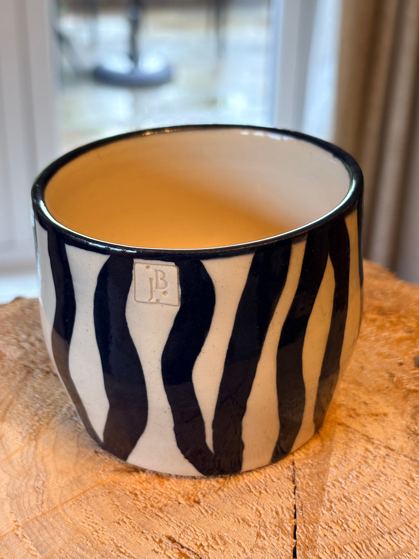 Hand‑Painted Zebra Stripe Tumbler – Ink & Clay Collection