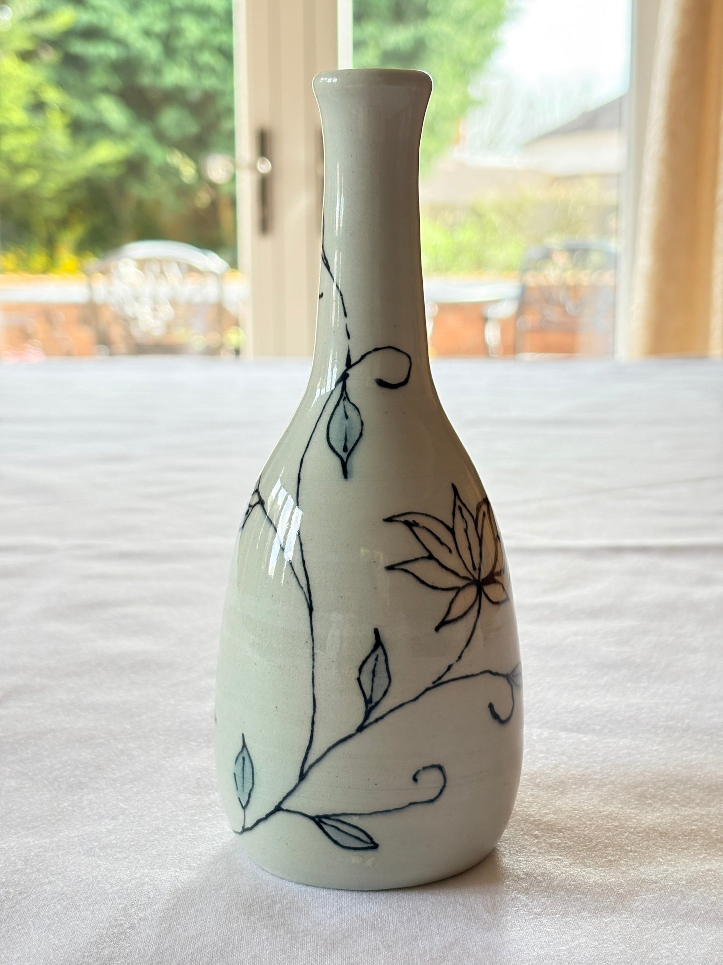 Hand‑Painted Lotus Floral Vase – Petal & Earth Collection