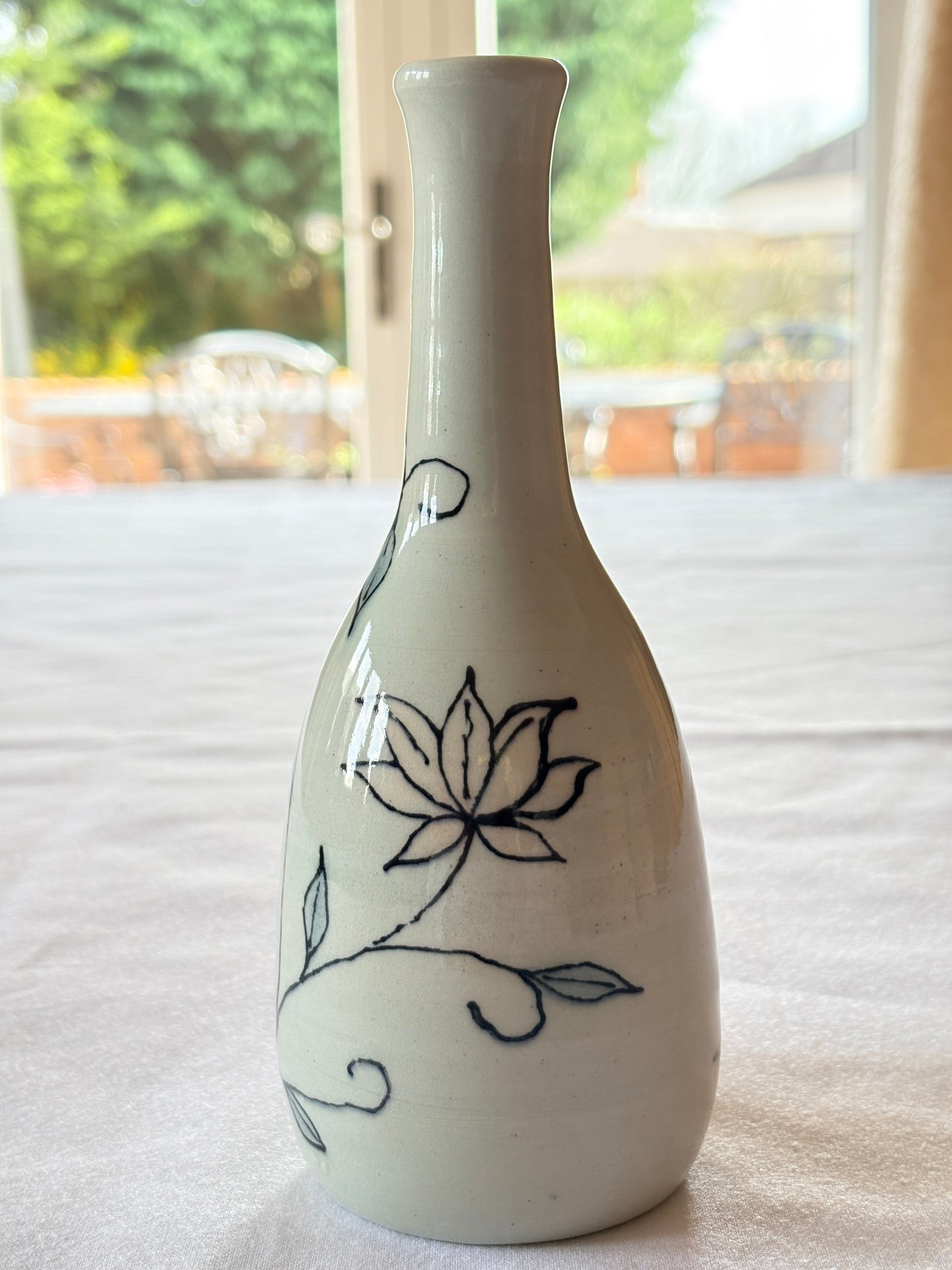 Hand‑Painted Lotus Floral Vase – Petal & Earth Collection