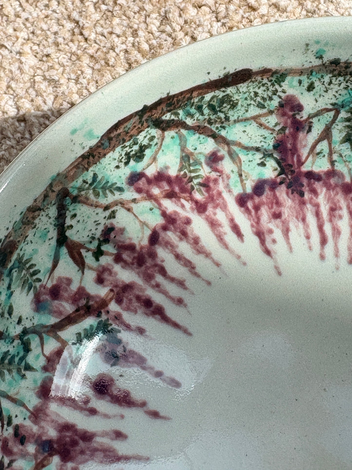 Hand‑Painted Wisteria Bowl - Petal & Earth Collection