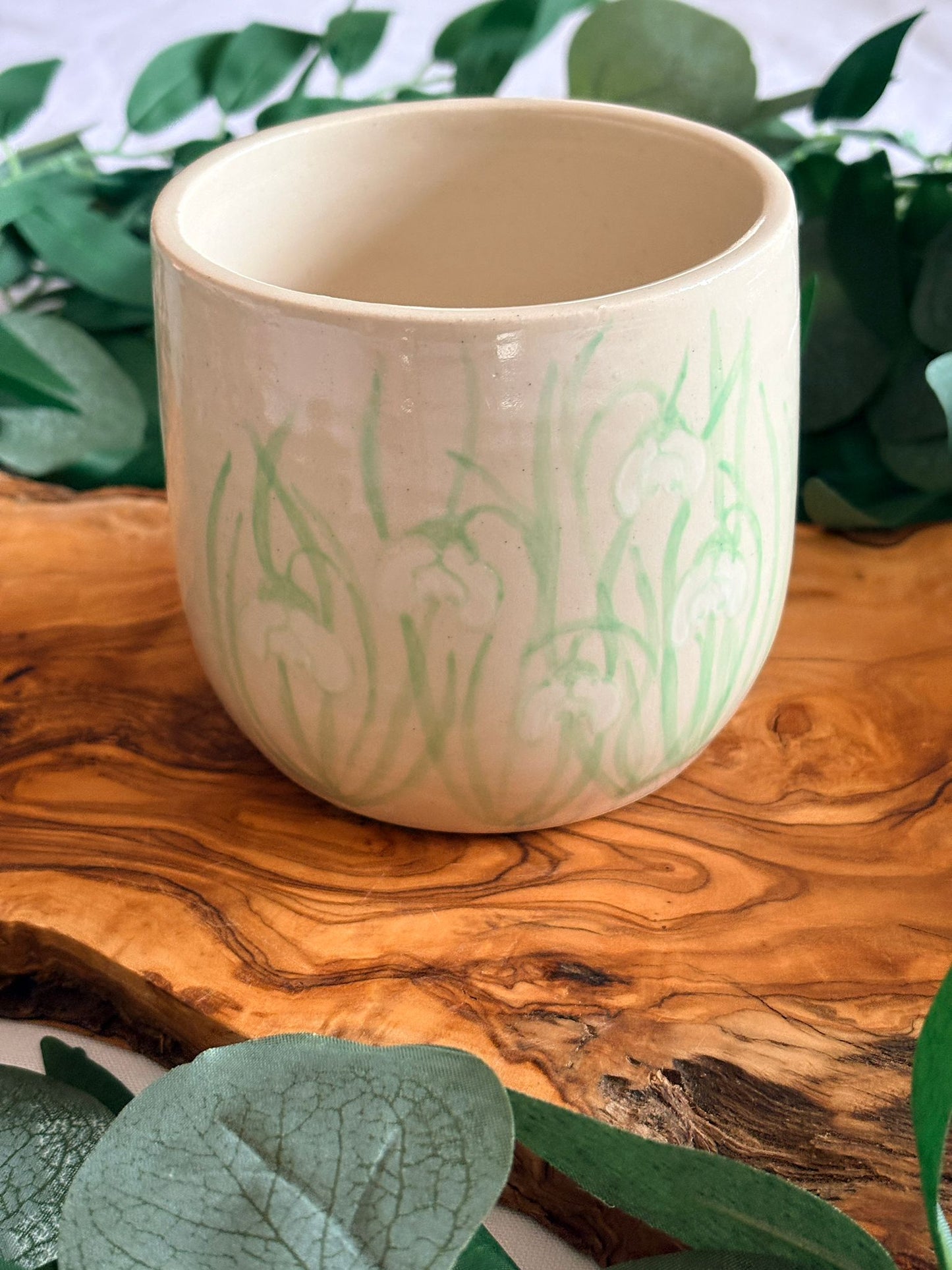 Hand‑Painted Bluebell & Snowdrop Tumbler – Petal & Earth Collection