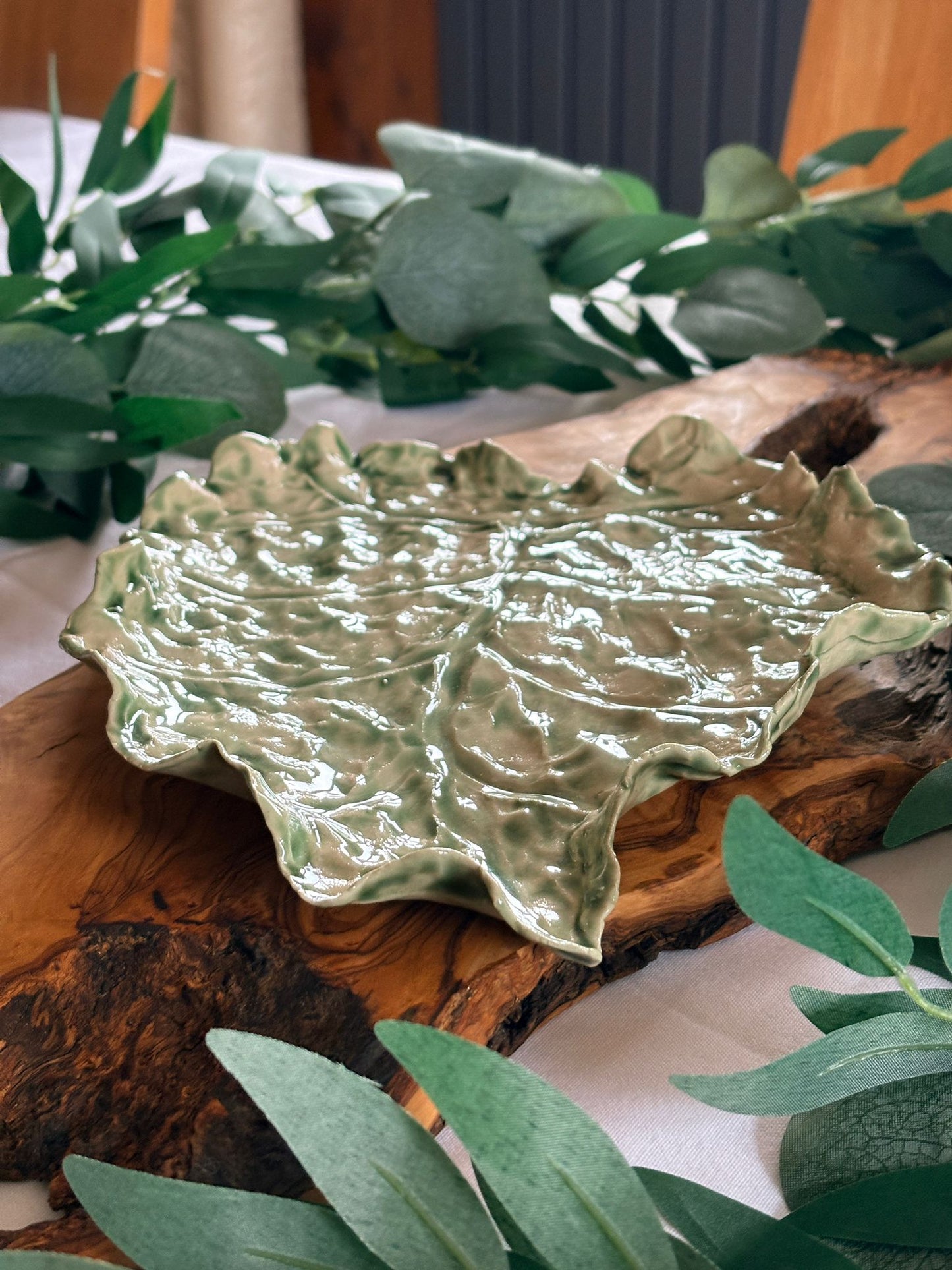 Hand‑Formed Colocasia Leaf Plate – Petal & Earth Collection