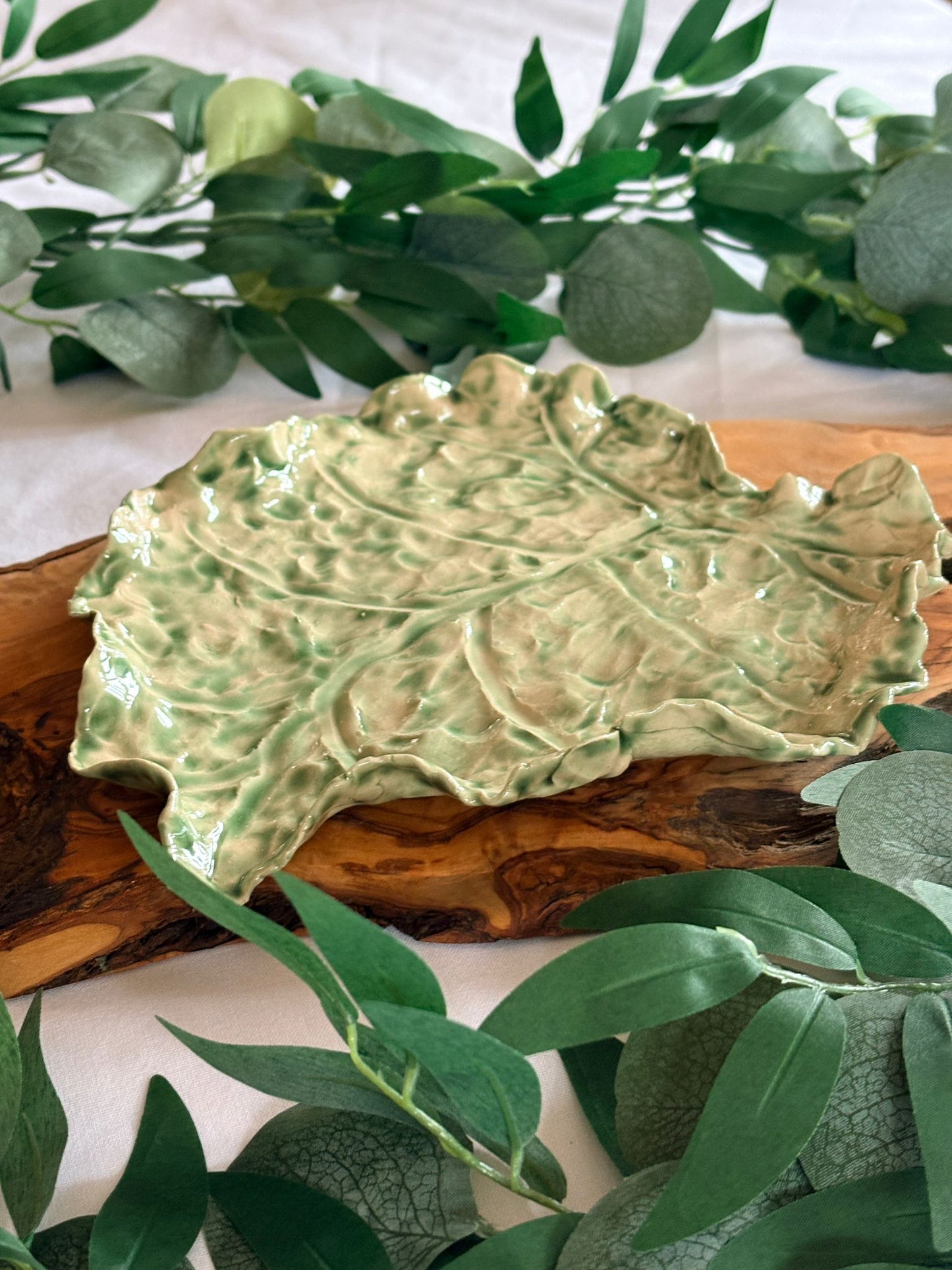Hand‑Formed Colocasia Leaf Plate – Petal & Earth Collection