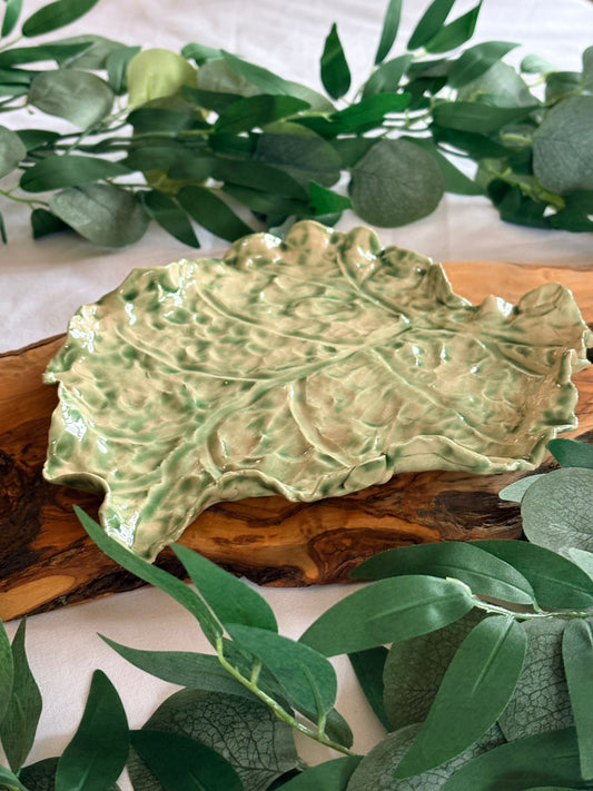 Hand‑Formed Colocasia Leaf Plate – Petal & Earth Collection