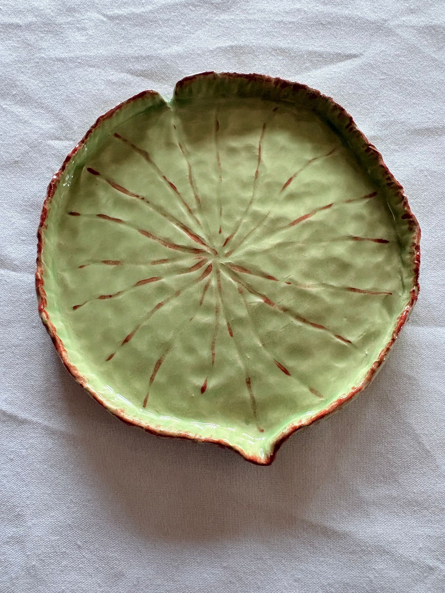 Hand‑Painted Lily Pad Plate – Petal & Earth Collection