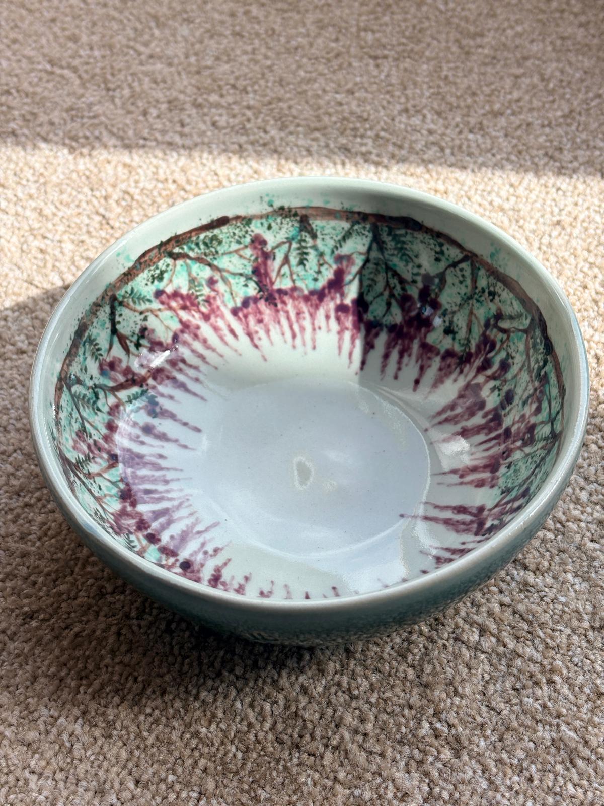 Hand‑Painted Wisteria Bowl - Petal & Earth Collection