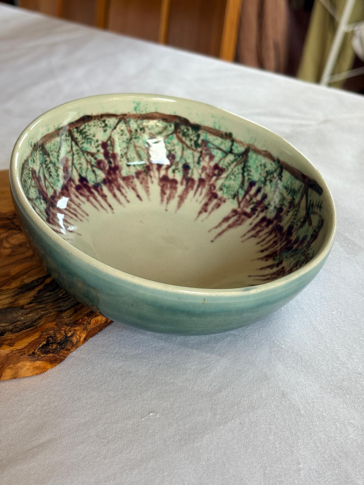 Hand‑Painted Wisteria Bowl - Petal & Earth Collection